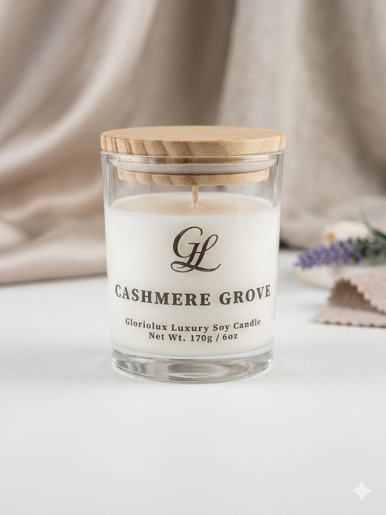 Gloriolux Cashmere Woods – Soy Candle (170g / 6oz) Luxury Soy Candle Hand-Poured in Calgary